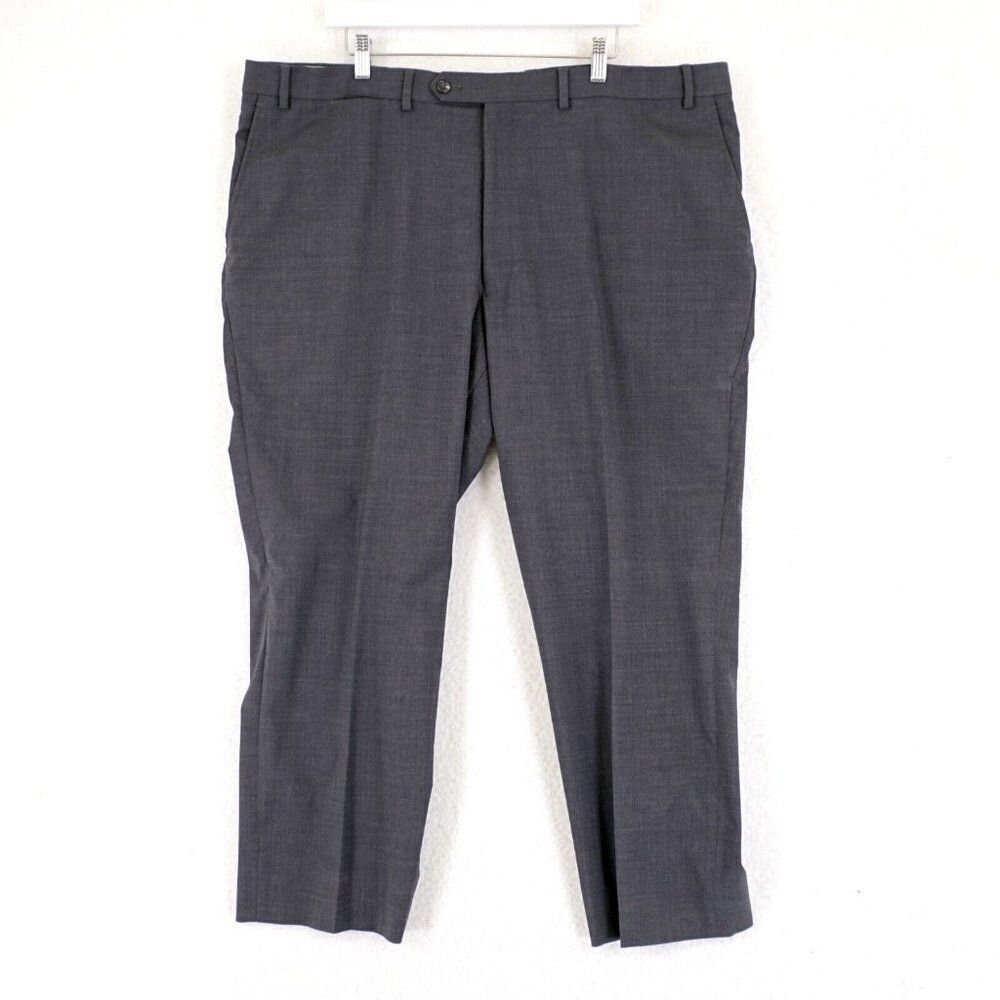 Hart Schaffner Marx Gray Wool 43/27 Dress Pants High Rise Flat Front Lined Parti